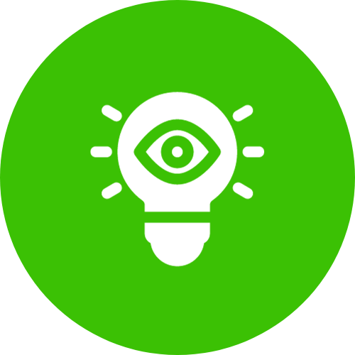 Cartoon lightbulb with eye in the middle